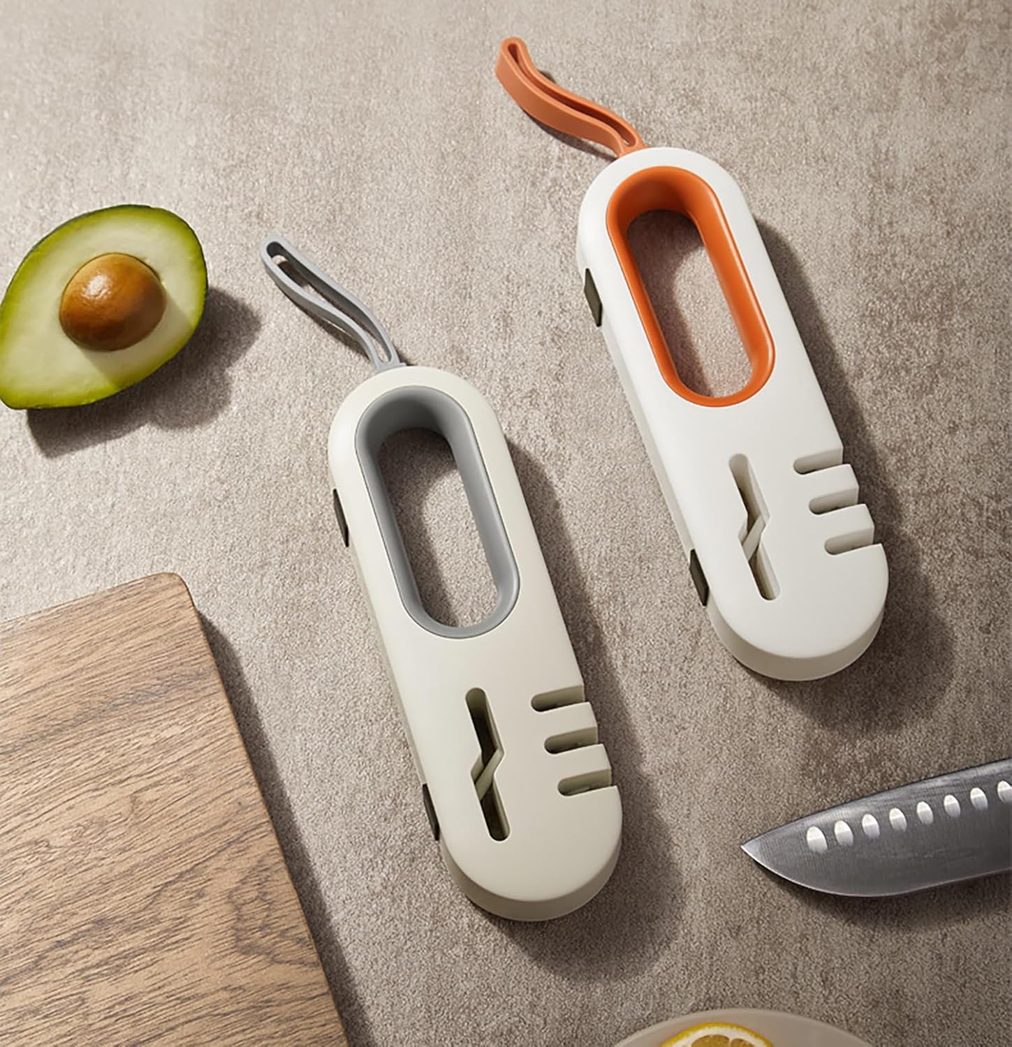 4-in-1 Knife & Scissors Sharpener | Manual Handheld Kitchen Sharpening Tool (White)