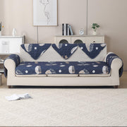 'Aura Petal Series' Quilted Sofa Mat Printed – Anti Slip (Paisley Charcoal)