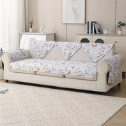 'Gulnaar Series' Printed Quilted Sofa Cover Blush Meadow)