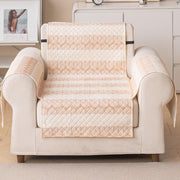 Quilted Printed Sofa Cover for Indian Sofa Set – Washable, Durable & Soft (Beige Loop)