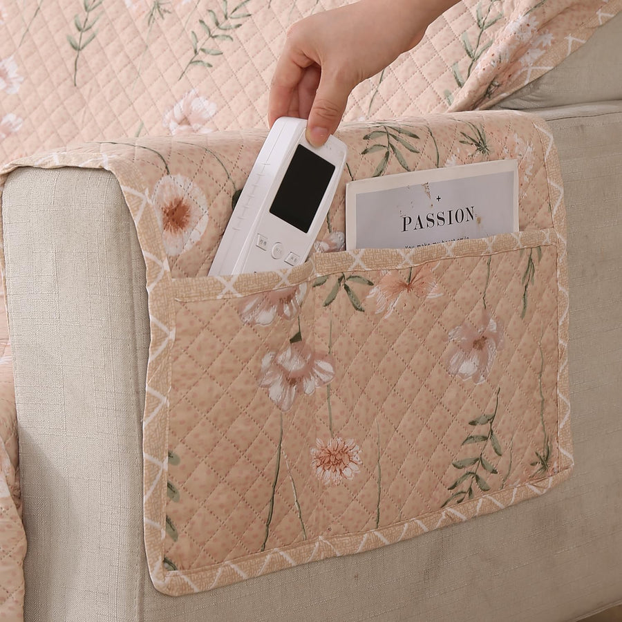 Polyester Sofa Cover Mat Reversible Couch Protector-Beige Blush