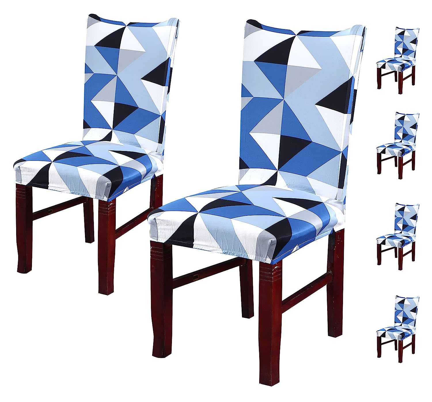 Printed Chair Cover -(Blue Obtuse Triangle)