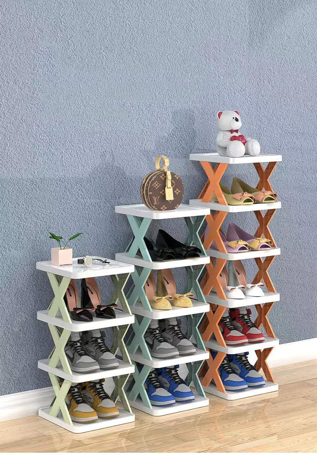 4 Tier Shoes Storage Cabinet for Saving Space-Green