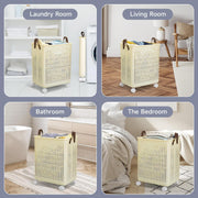 Collapsible Laundry Basket with Wheels and Handle