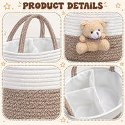 Baby Diaper Caddy Organizer Cotton Rope Basket