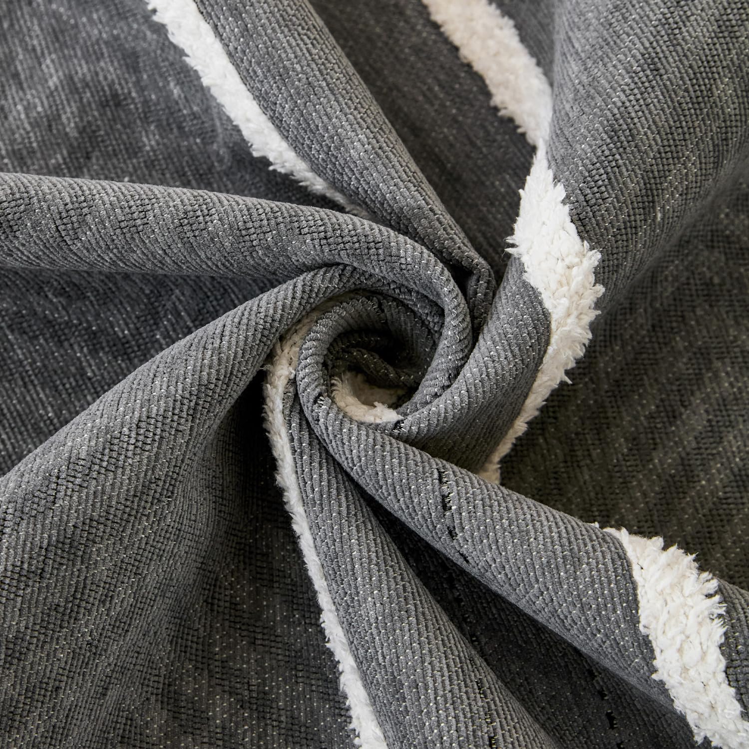Loom Stripe Series Chenille Couch Cover Curved Edge Quilted Non-Slip Sofa Cover (Grey)