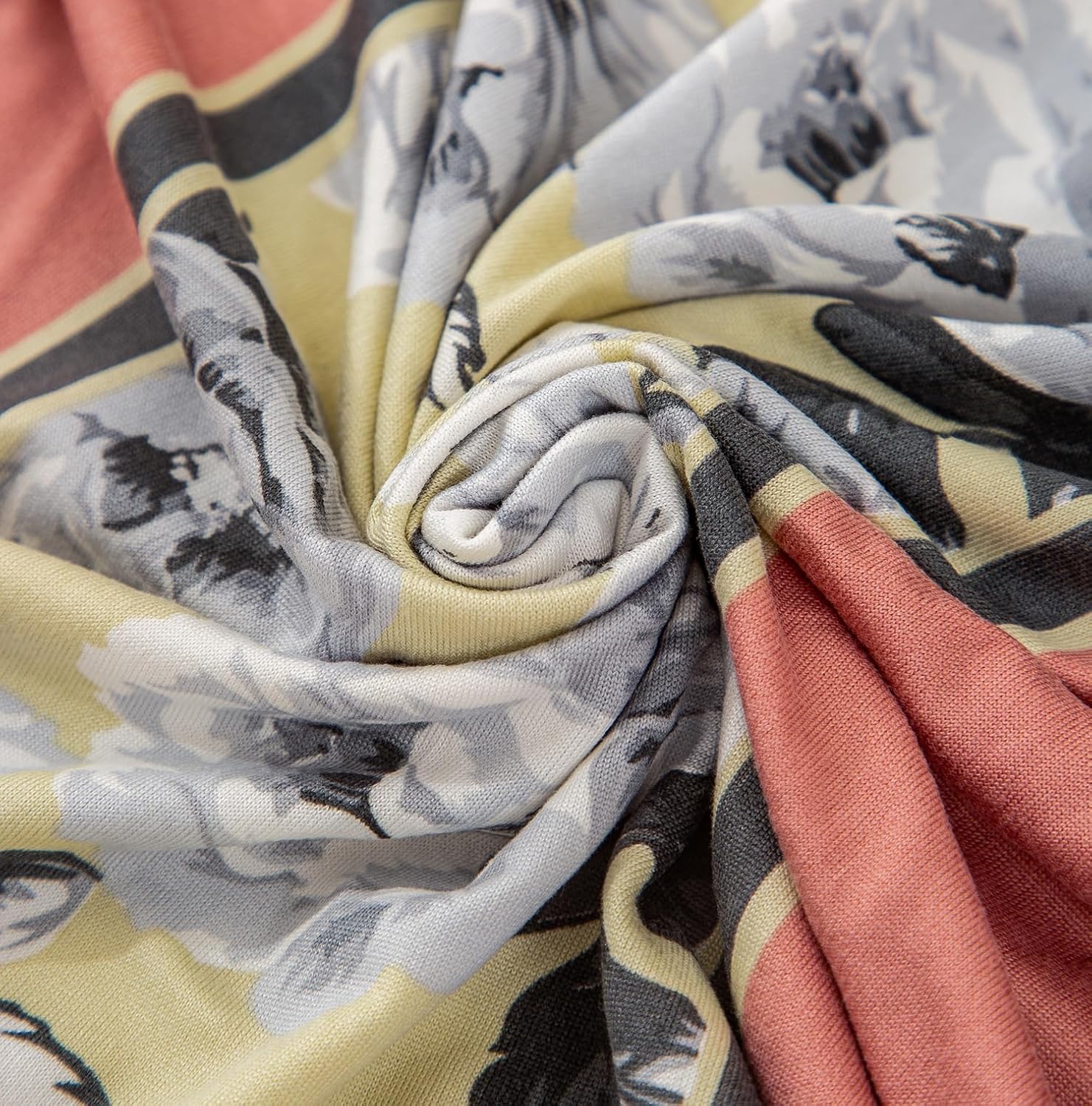 Dining Table Cover Waterproof (Peach Florals, 1 Table Cover + 6 Chair Cover)