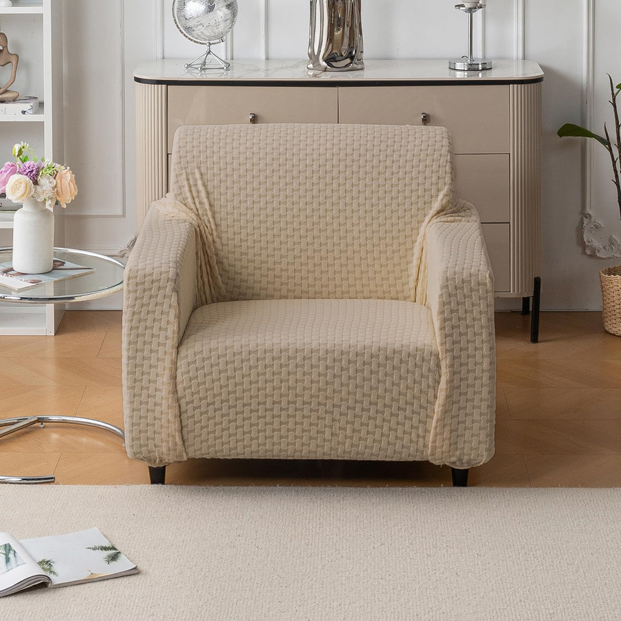 Elegant Jacquard Fabric 220 GSM Sofa Cover – Ultra Soft Stretchable (Khaki)