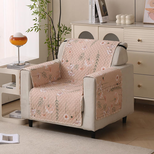 Polyester Sofa Cover Mat Reversible Couch Protector-Beige Blush