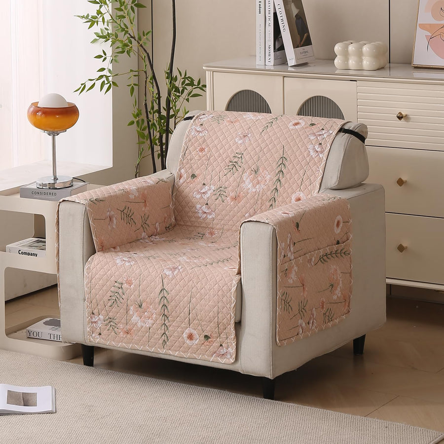 Polyester Sofa Cover Mat Reversible Couch Protector-Beige Blush