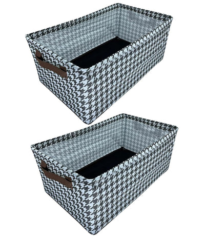 Linen Closet Organizers Rectangle Storage Boxes -Houndstooth