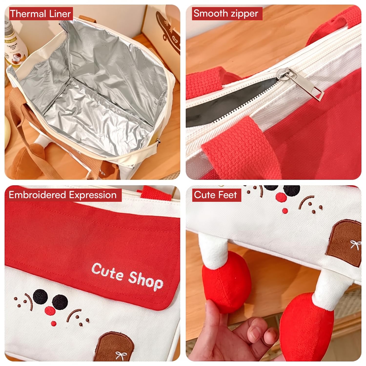 3D Leg Insulated Lunch Bag, Cute Thermal Lunch Tote, Large Capacity Meal Bag