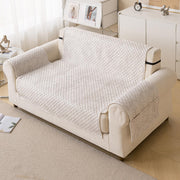 Quilted Printed Sofa Cover for Indian Sofa Set – Washable (Beige Stem)