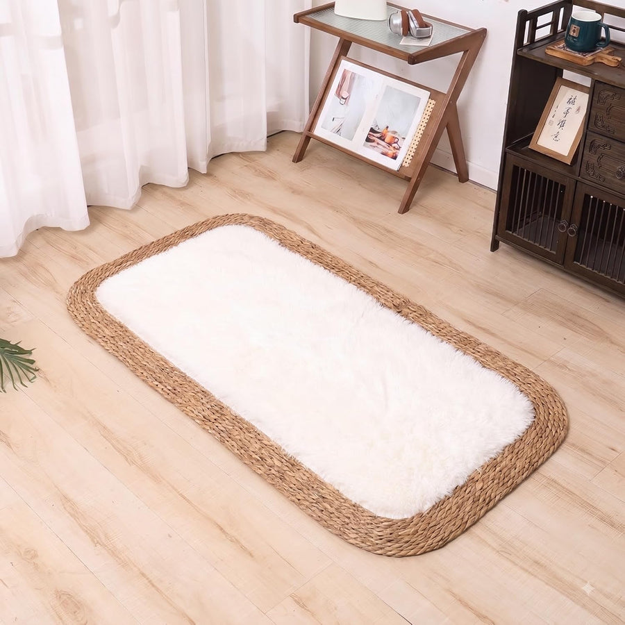Plush Jute-Style Area Rug Soft Carpet for & Pet Mat