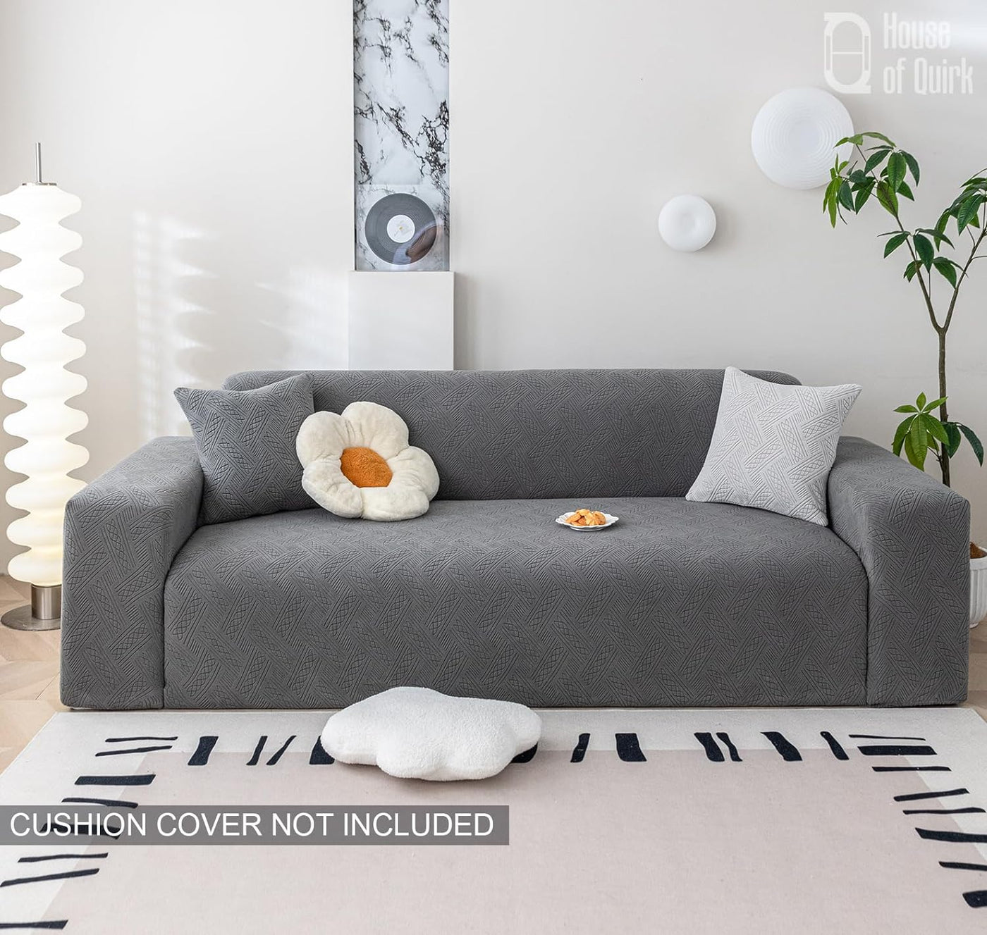 Universal Jacquard Fabric Sofa Cover- Charcoal