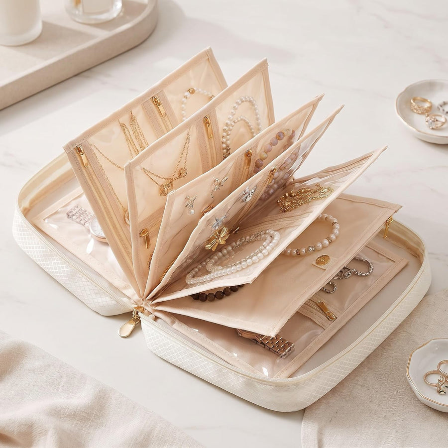 Jewelry Organizer Book with 36 Pockets - White