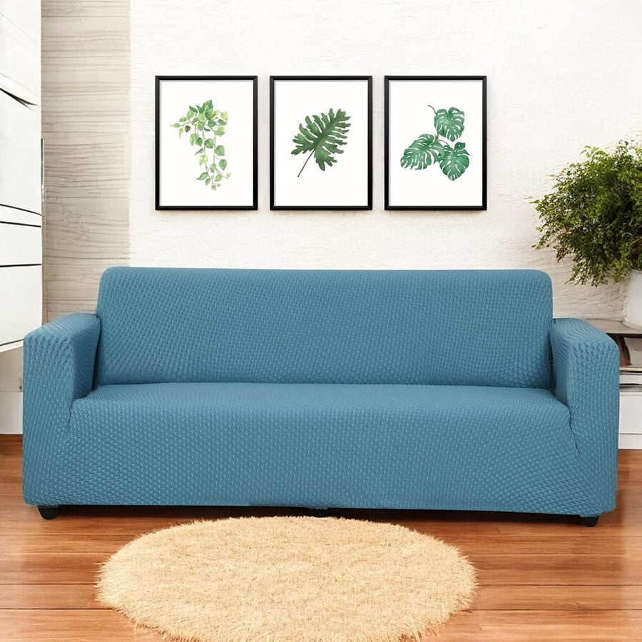 Universal Stretchable Jacquard Sofa Cover- Teal