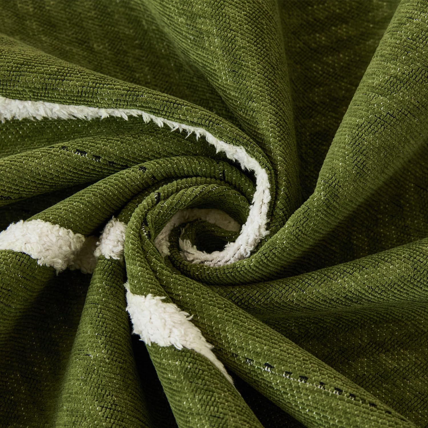 Loom Stripe Series Chenille Couch Cover Curved Edge Quilted Non-Slip Slipcover (Green)