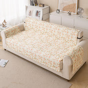 Quilted Printed Sofa Cover for Indian Sofa Set – Washable (Beige Tulip)