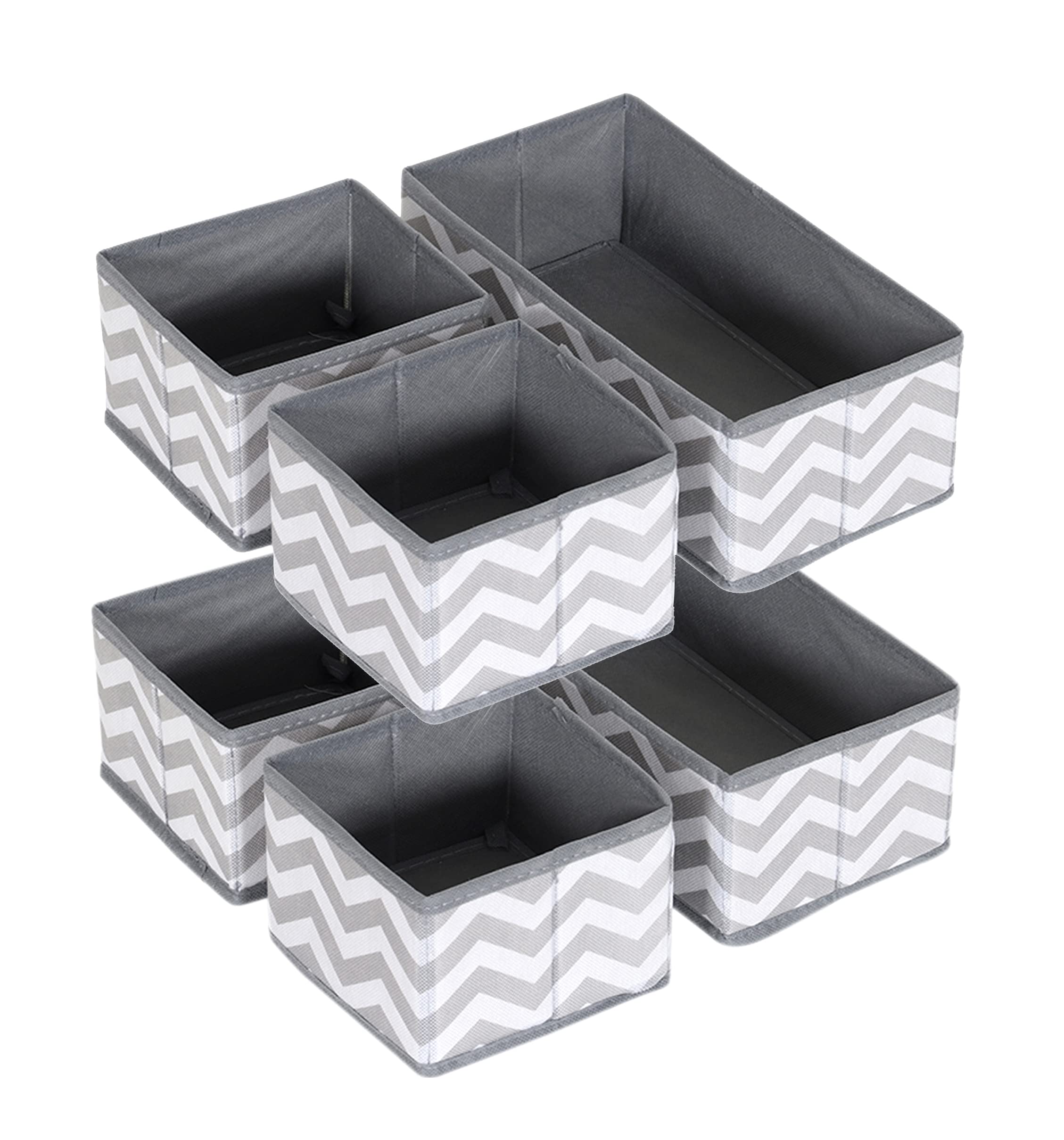 Storage Box/ Organizer Cube for Closet/ Dresser/ Drawer - Set of 3 Grey Wave