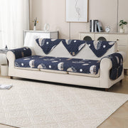 'Aura Petal Series' Quilted Sofa Mat Printed – Anti Slip (Paisley Charcoal)