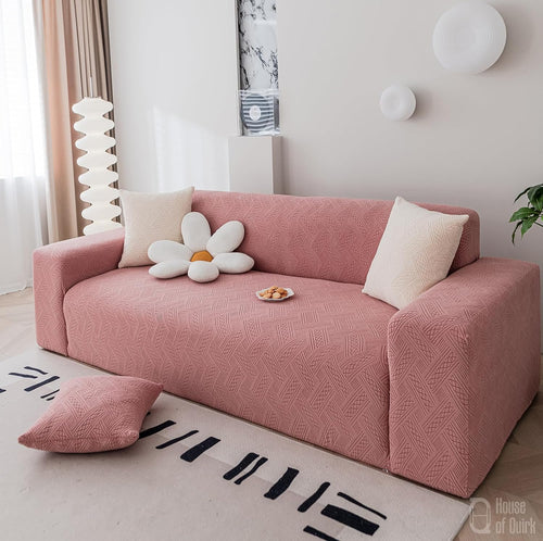 Universal Jacquard Fabric Sofa Cover- Pink