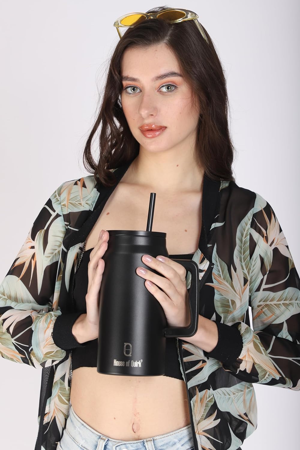 1500ML Mug Tumbler with Handle and Straw Lid