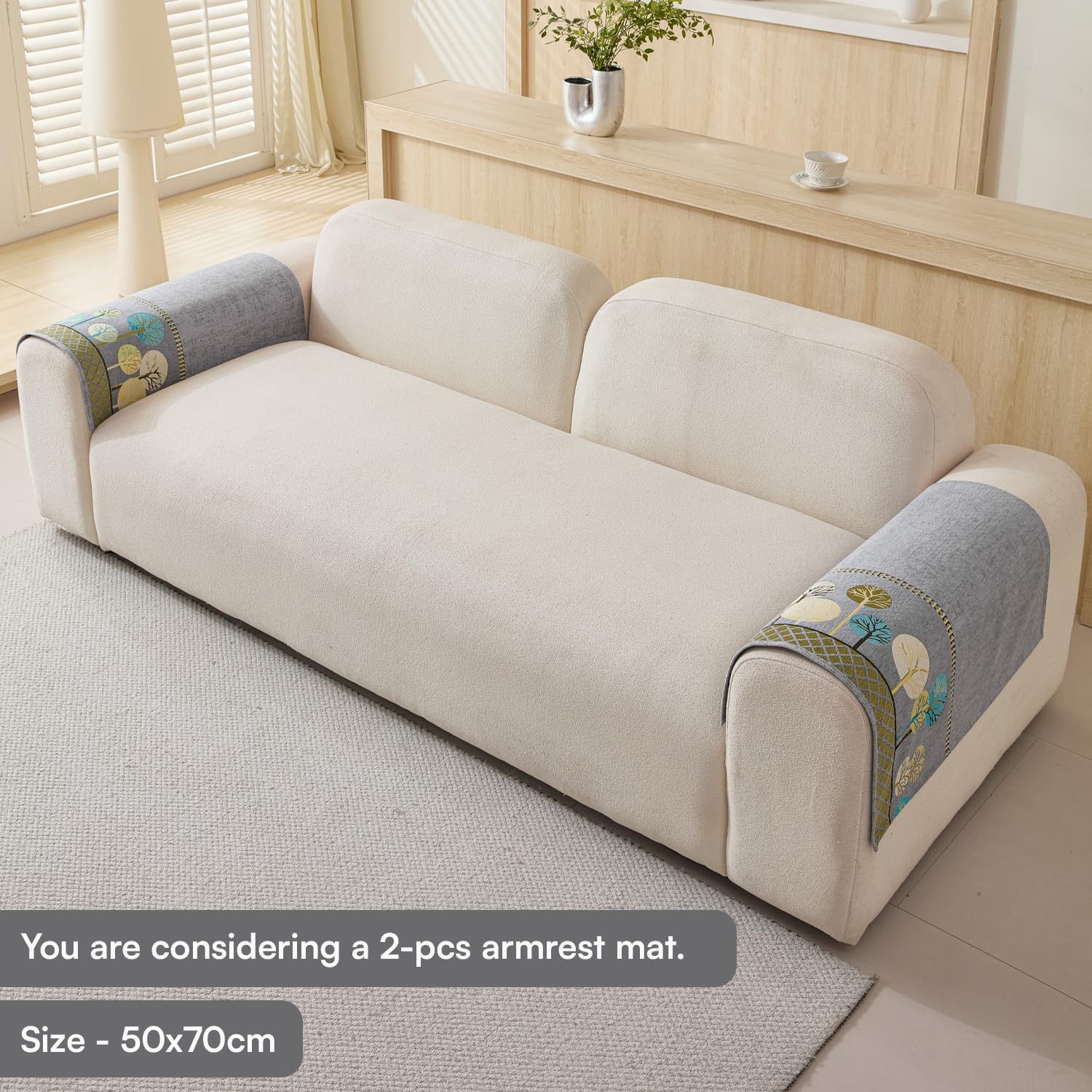 Moontree Series Chenille Jacquard Couch Cover – Quilted Non-Slip Washable Sofa Slipcover (Grey)