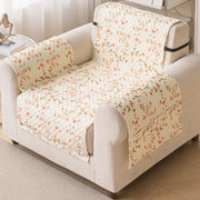 Quilted Printed Sofa Cover for Indian Sofa Set – Washable (Beige Tulip)