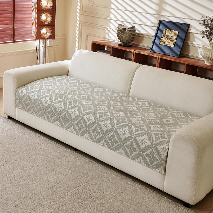Lumen Series Chenille Jacquard Couch Cover – Quilted Non-Slip Washable Sofa (Green)