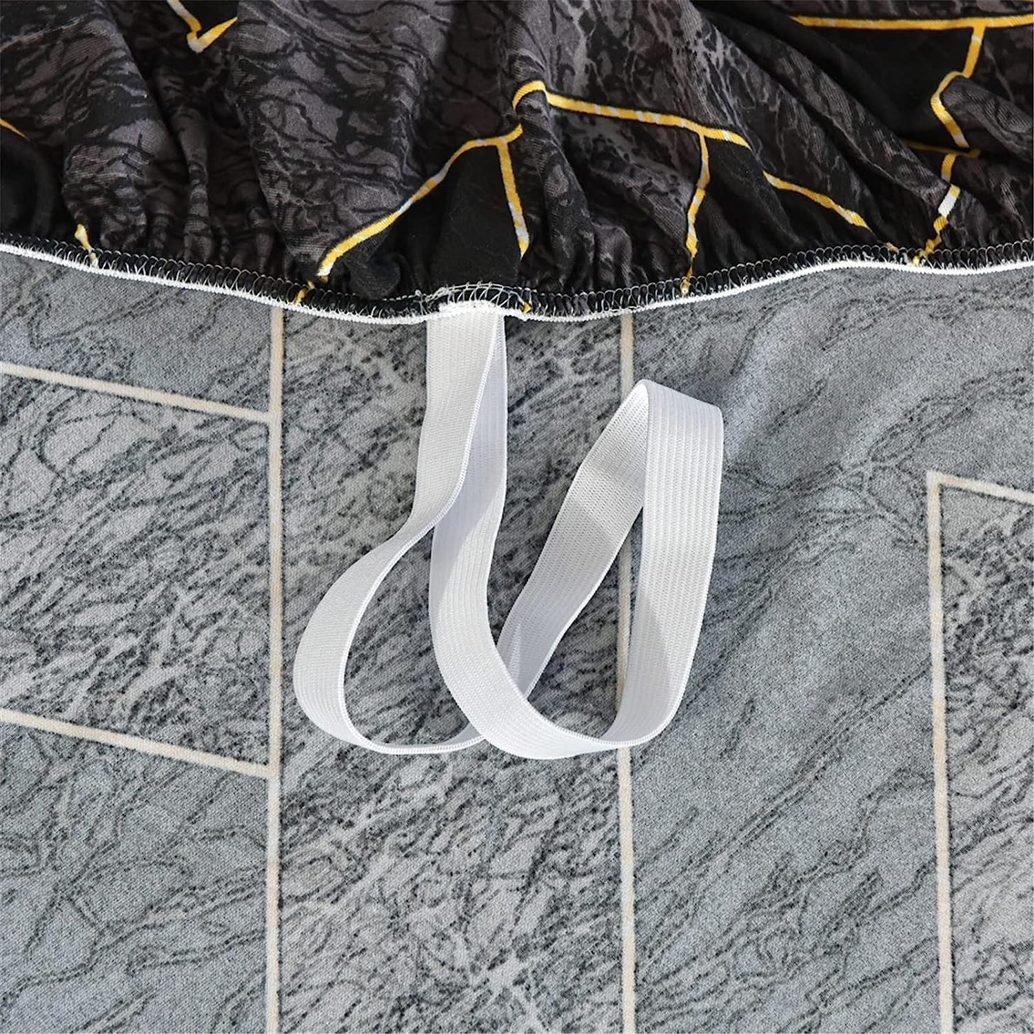 Recliner Slipcover 4 Pieces Chair Covers with Side Pocket Black Trellis