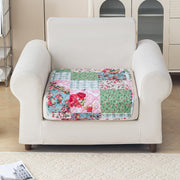 'Aura Petal Series' Quilted Sofa Mat Printed – Anti Slip (Flora Jade)
