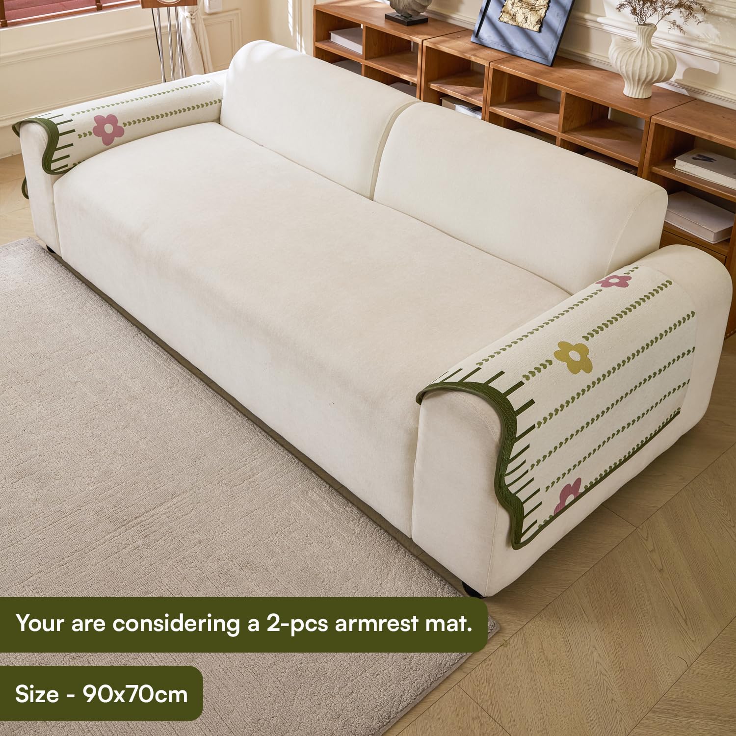 Loom Stripe Series Chenille Couch Cover Curved Edge Quilted Sofa Slipcover (Beige)