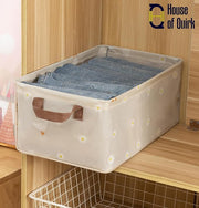 Wardrobe Organizer With Metal Frame Foldable Storage Box (Beige Duck)