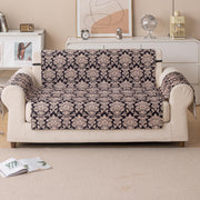 Quilted Printed Sofa Cover for Indian Sofa Set – Washable (Black Motif)