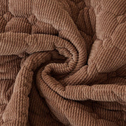 Waffle Quilt Corduroy Chenille Sofa Cover – Quilted, Non-Slip, Washable & Durable Protector (Tan)