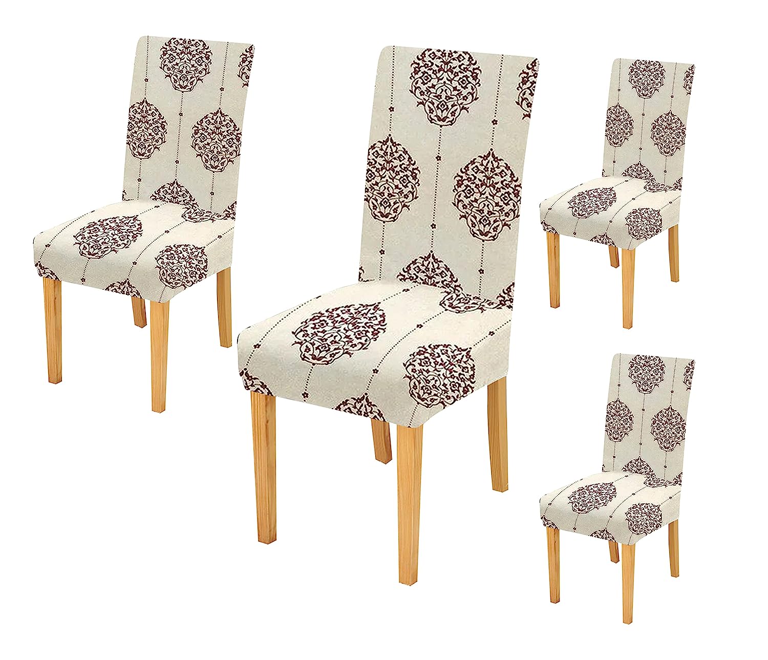Elastic Chair Cover-Cream Brocade
