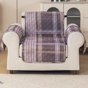 Gulnaar Series Anti-Slip Sofa Cover Mat with Pocket – Polyester Couch Protector(Warm Checks)
