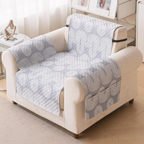 Quilted Printed Sofa Cover for Indian Sofa Set – Washable (Grey Loop)