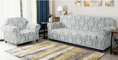 Jacquard Damask Sofa Slipcovers (Pastel Green)