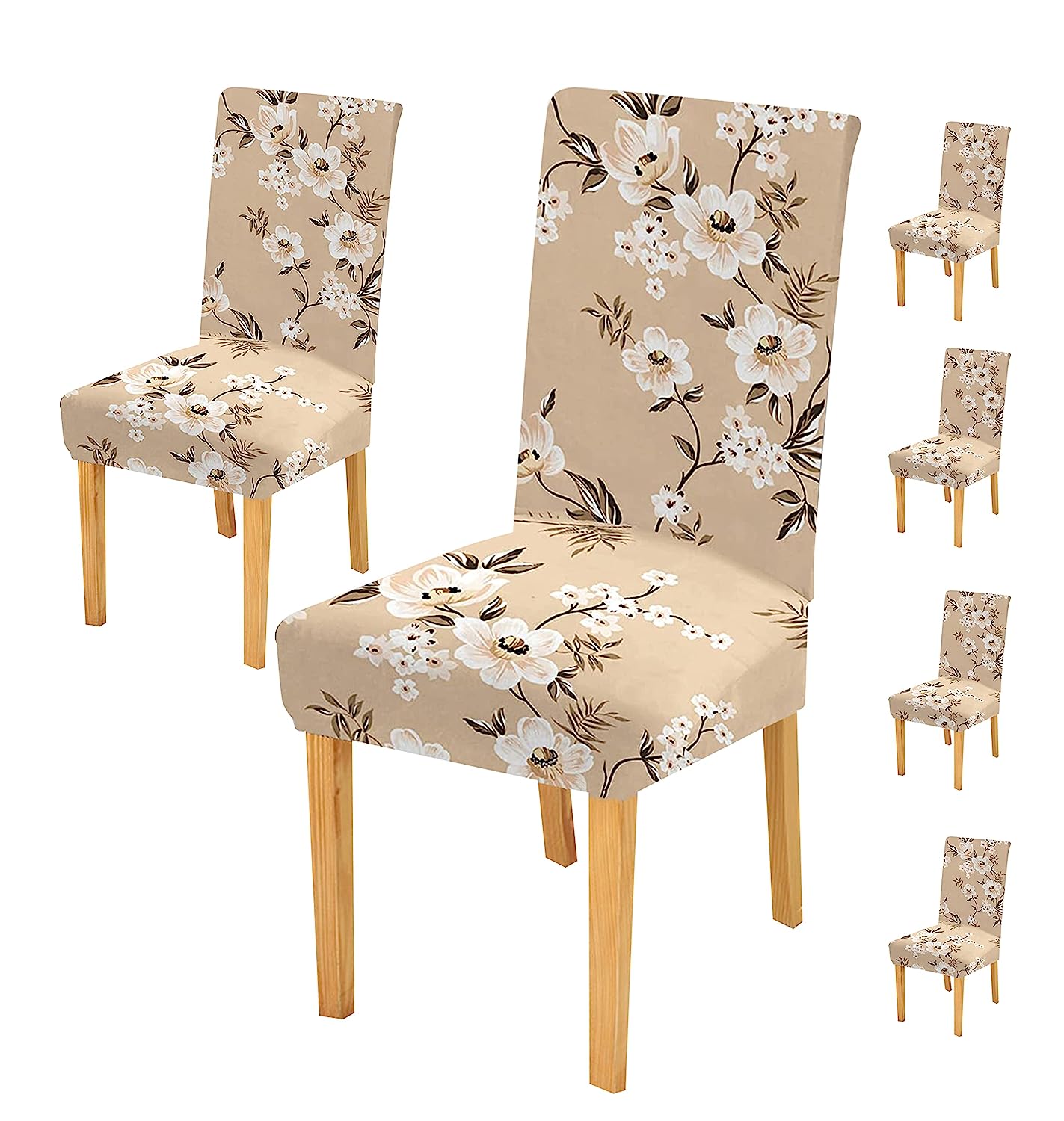 Elastic Chair Cover-Cream Flower