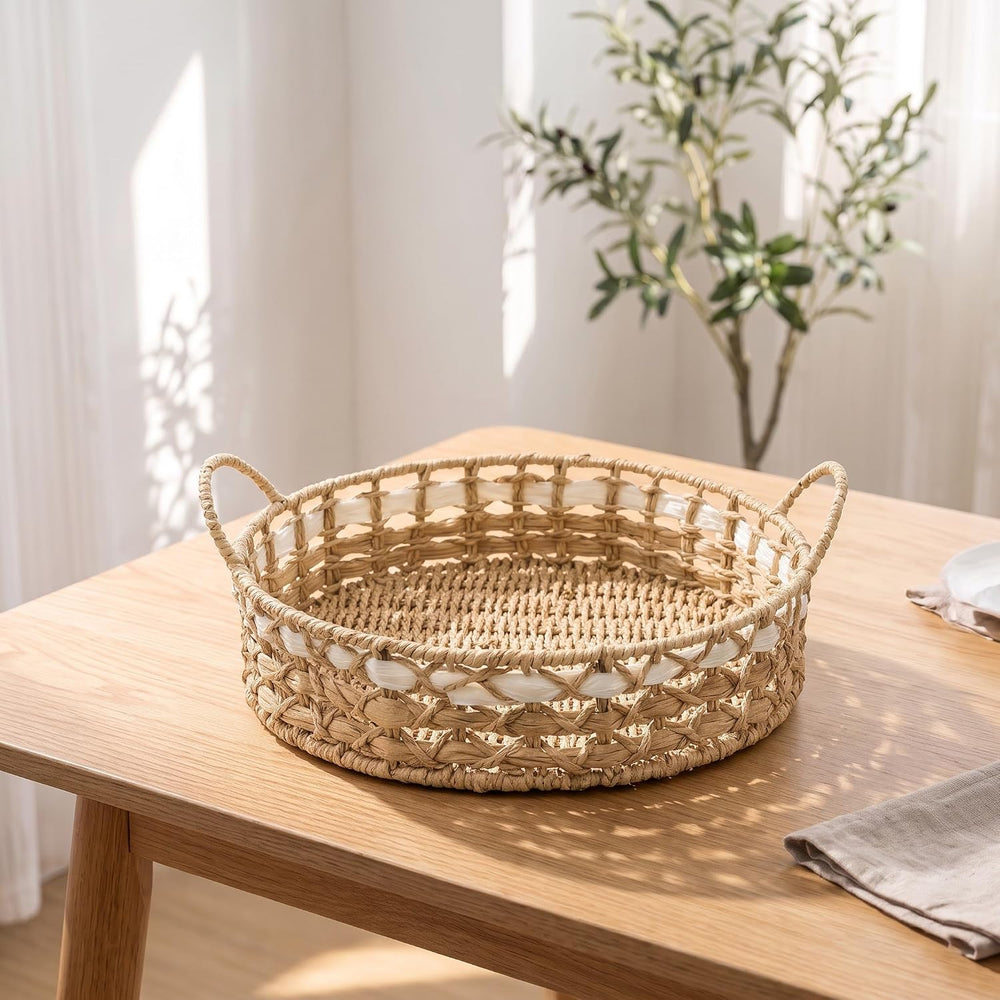 Round Woven Paper Rope Storage Basket - Beige