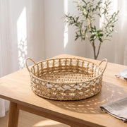 Round Woven Paper Rope Storage Basket - Beige