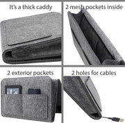 Bedside Caddy Bed Hanging Organizer (32 cm x 1.5 cm x 21 cm, Grey)