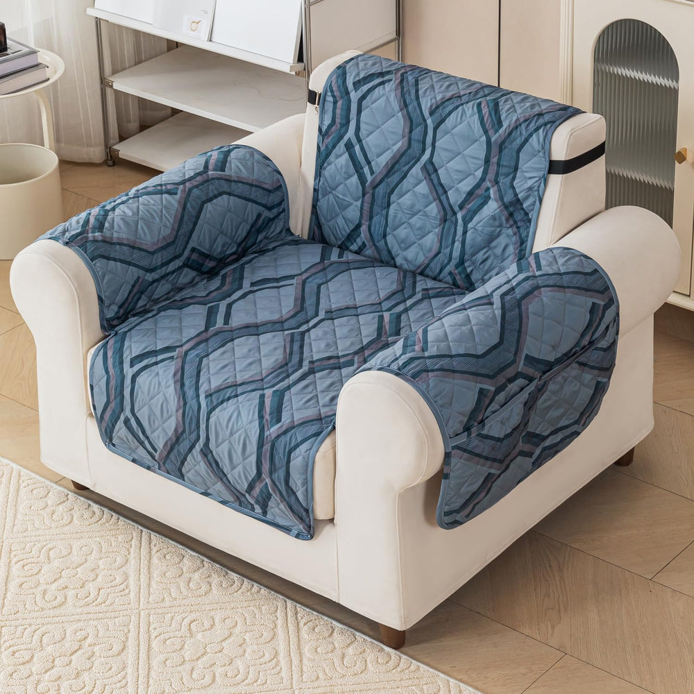 Gulnaar Series Anti-Slip Sofa Cover Mat with Pocket – Polyester Couch Protector(Urban Prism)