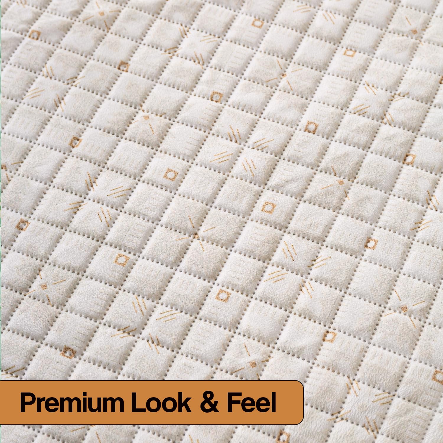 Printed Sofa Cover for Indian Sofa Set Quilted, Washable & Durable (Snowflake)