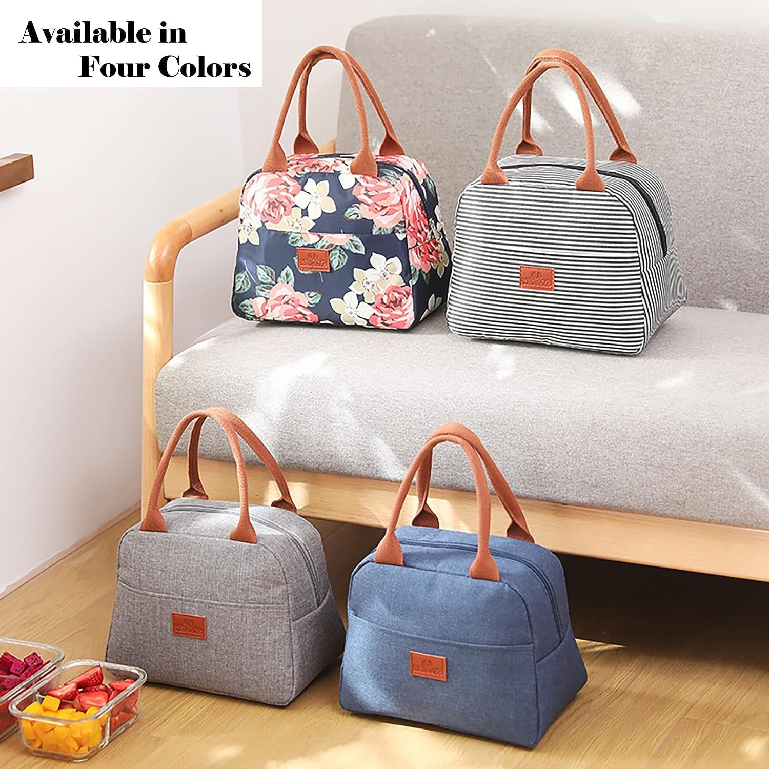 Insulated Reusable Lunch Bag Tote Bag for Women -  (Denim Blue)