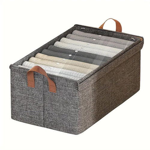 Durable Linen Closet Organizers and Foldable Flip Storage Baskets (Dark Grey)