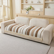 Banjara Weave Series Tassel Chenille Couch Cover Quilted Non-Slip Washable Sofa Slipcover (Cream)