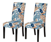 Elastic Chair Cover (Blue/Orange Leaf)